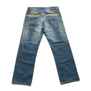 Modiva Jeans Mens 38x34 Relaxed‎ Straight Skater Hip Hop Zip Pockets Faded Y2K